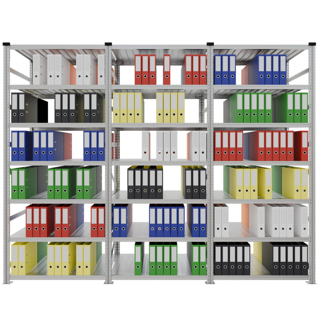 Regał do archiwum na segregatory dwustronny