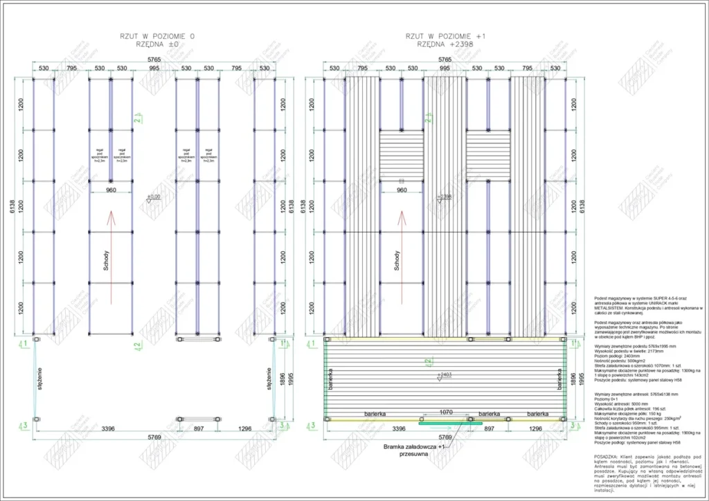 Antresola magazynowa z podestem projekt