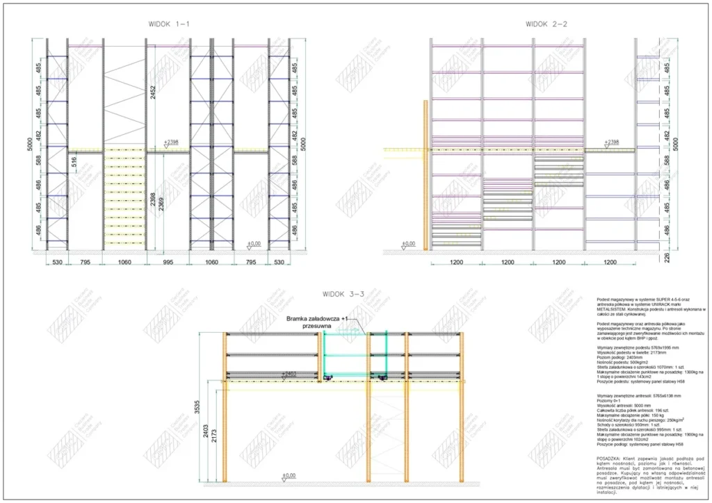 Antresola magazynowa z podestem projekt