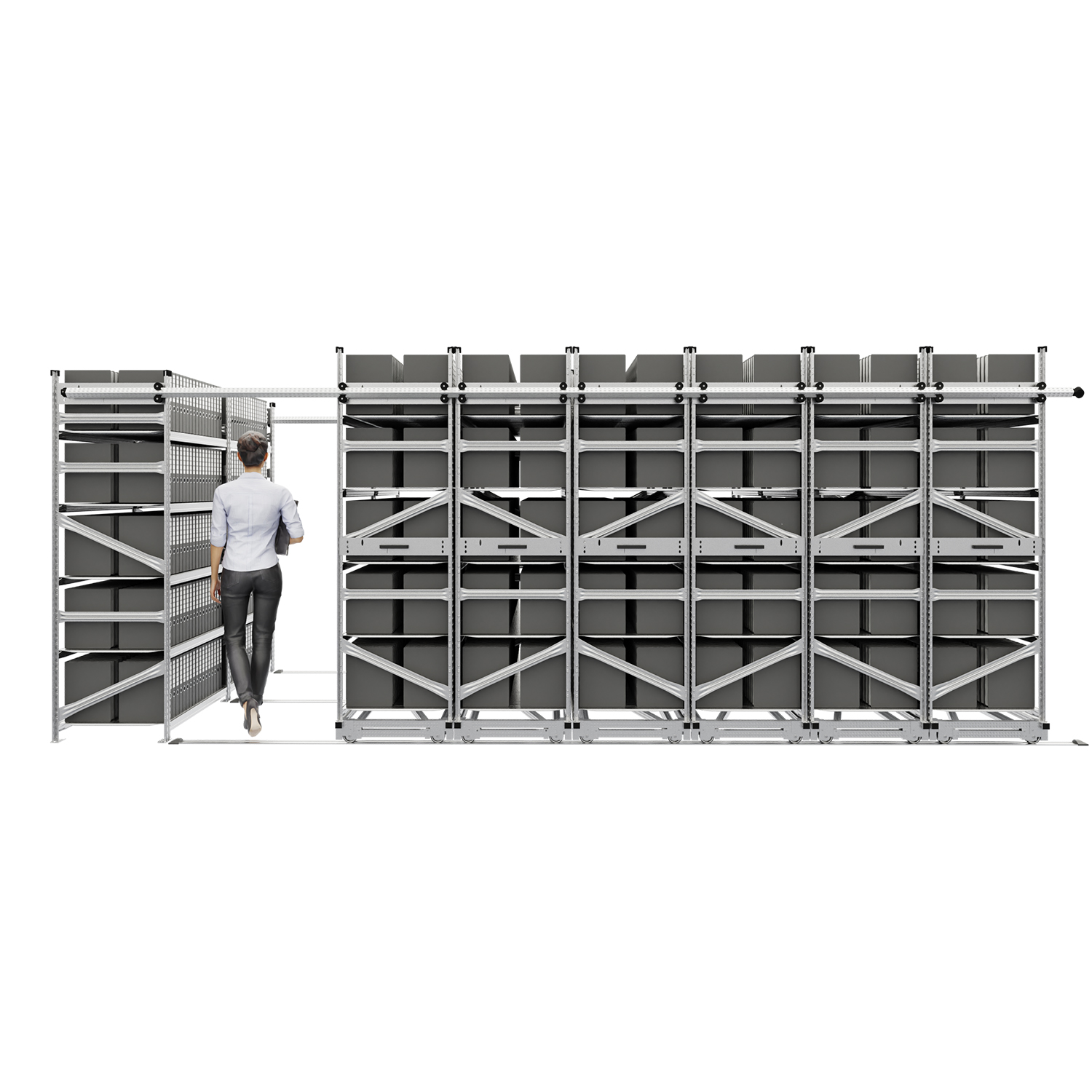 Regały przesuwne do archiwum na segregatory