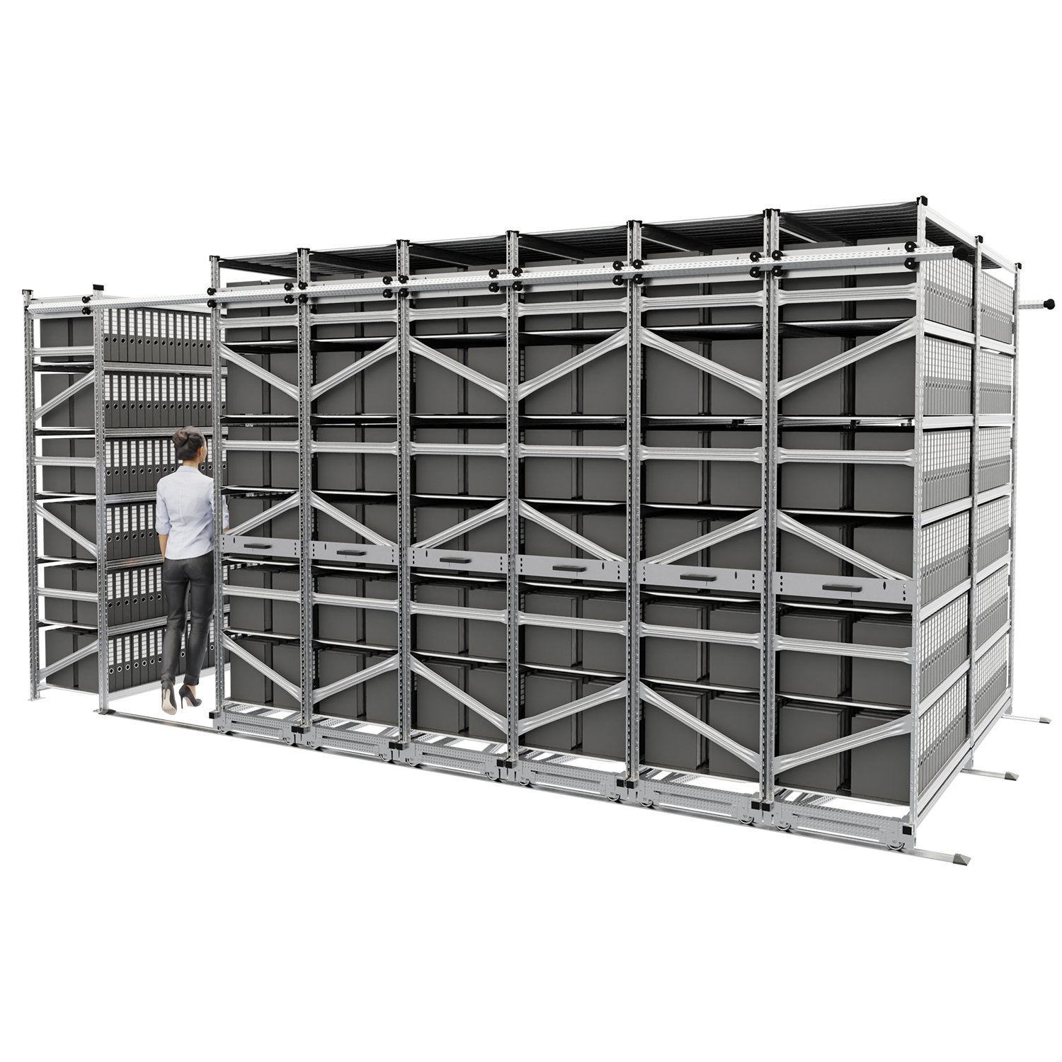 Regały przesuwne do archiwum na segregatory