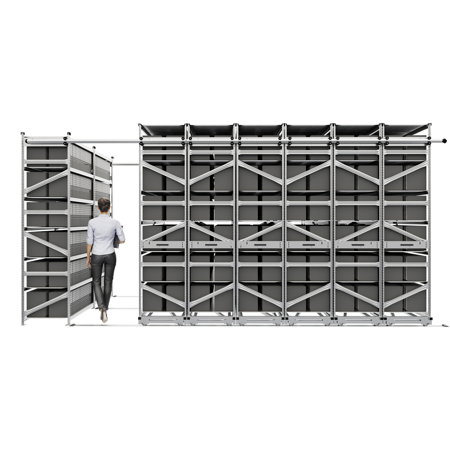 Regały przesuwne do archiwum na segregatory